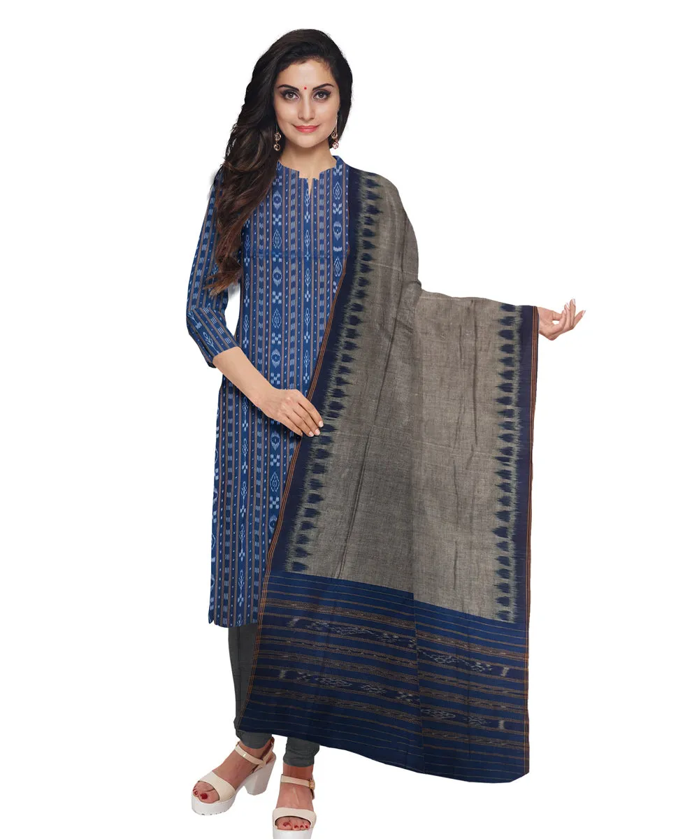 Indigo grey handwoven cotton nuapatna dress material