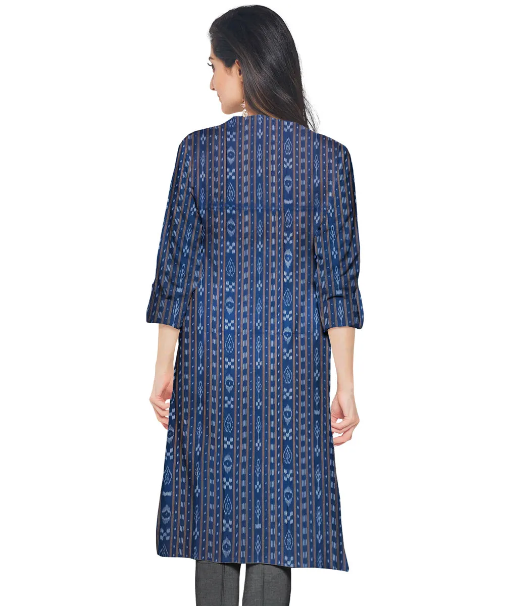 Indigo grey handwoven cotton nuapatna dress material