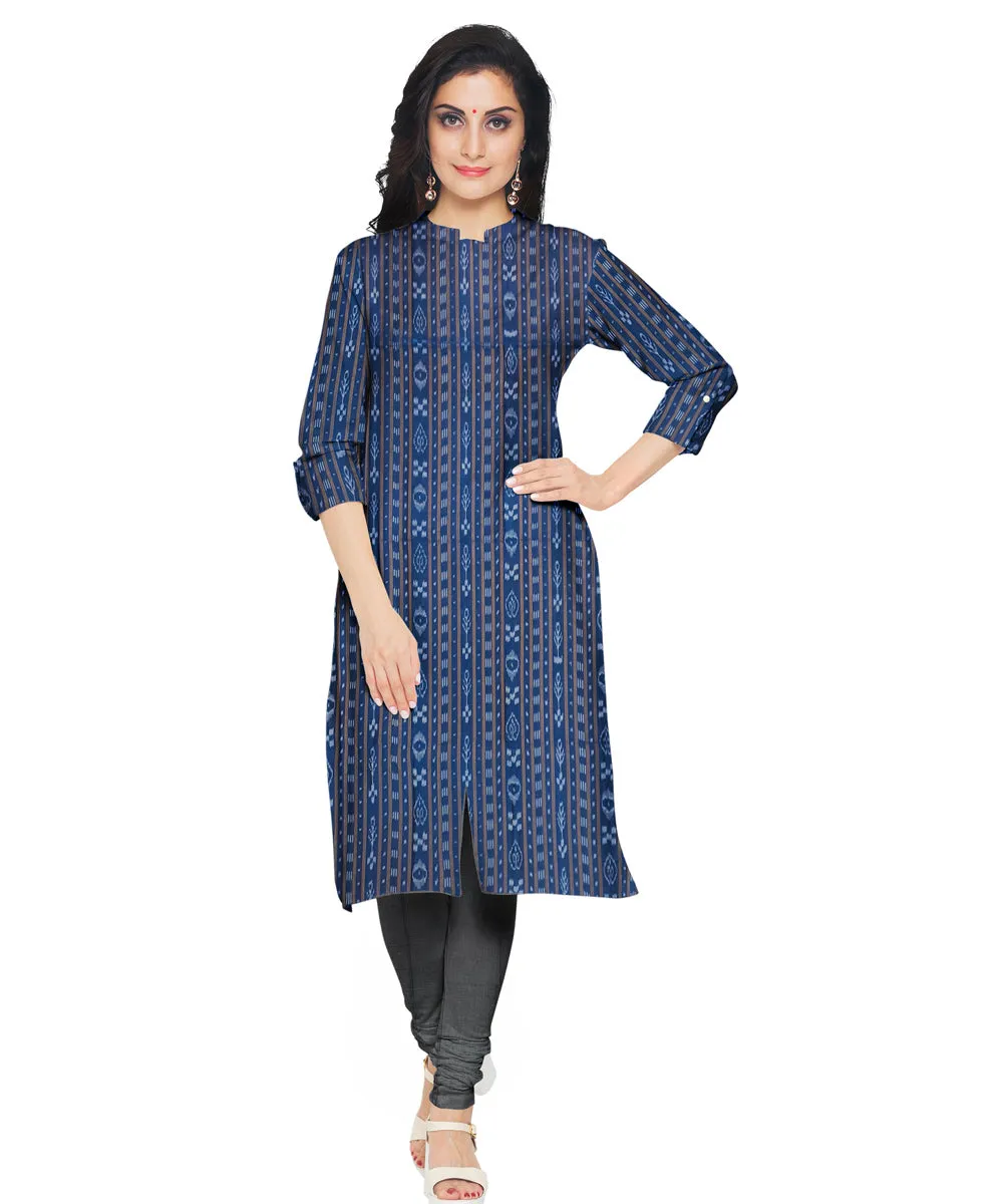 Indigo grey handwoven cotton nuapatna dress material