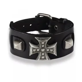 Iron Cross Leather Bracelet