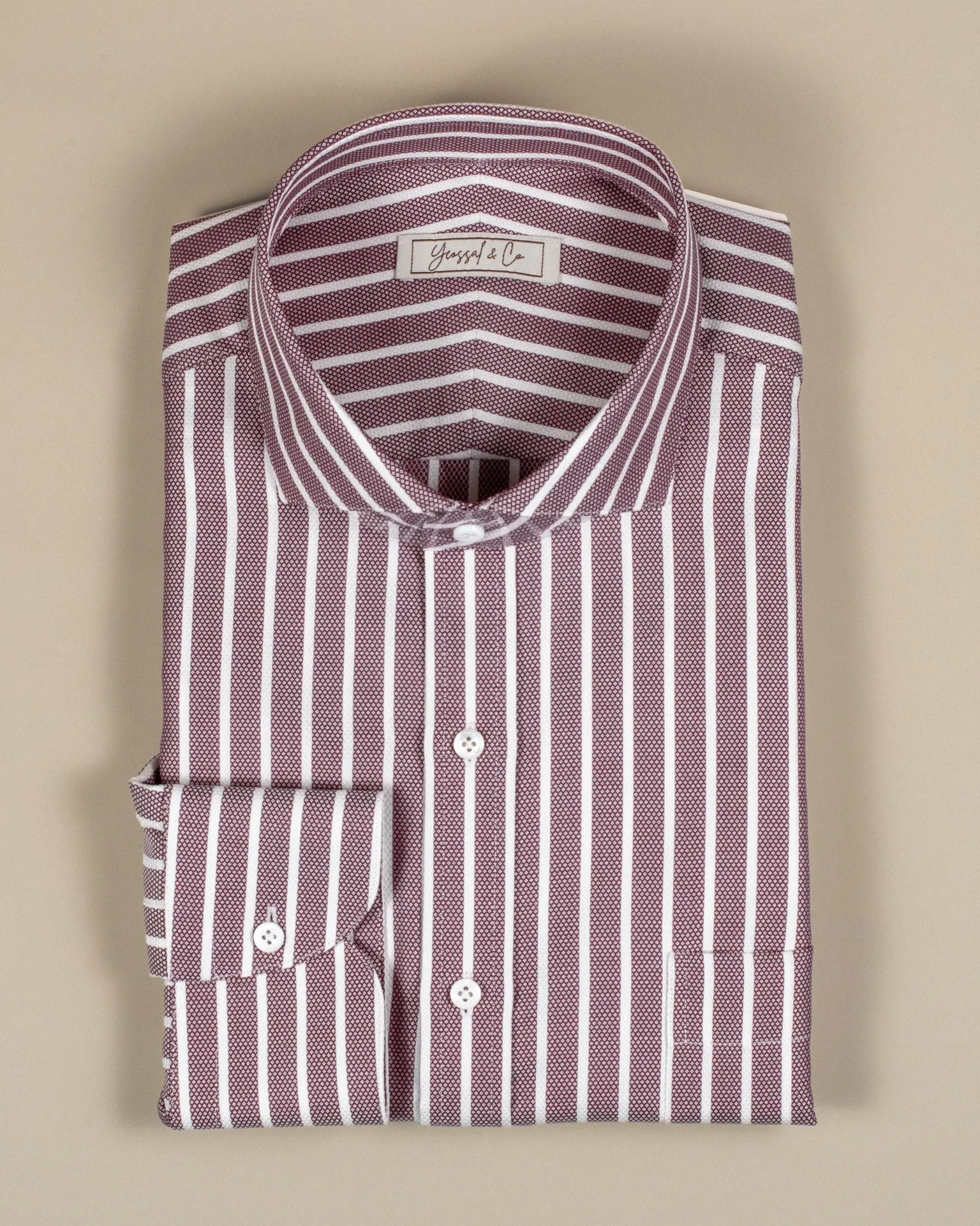 Jacquard Red Stripe Cotton Shirt MGC1485