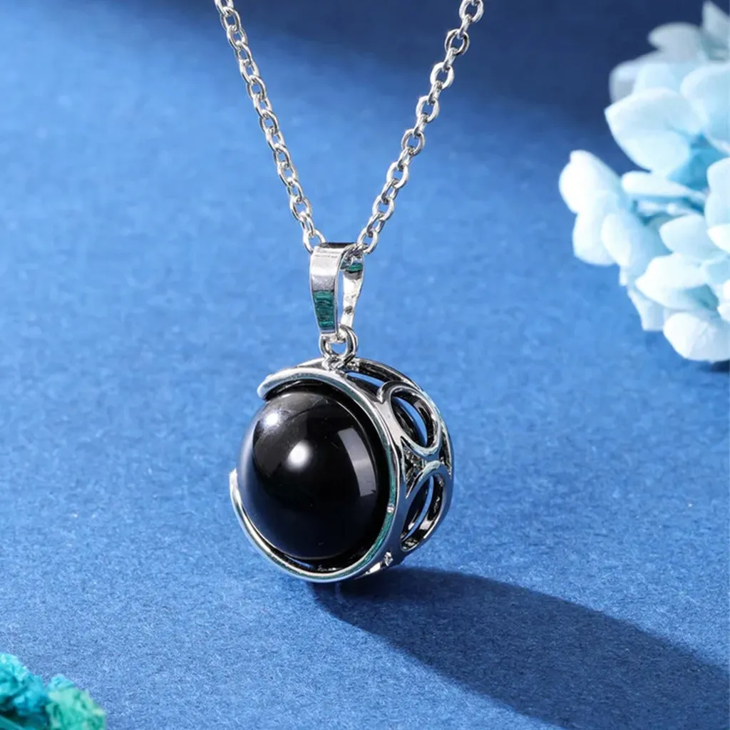 Jewelry Healing Hand Holding Gemstone Crystal Ball Pendant Necklace Gift