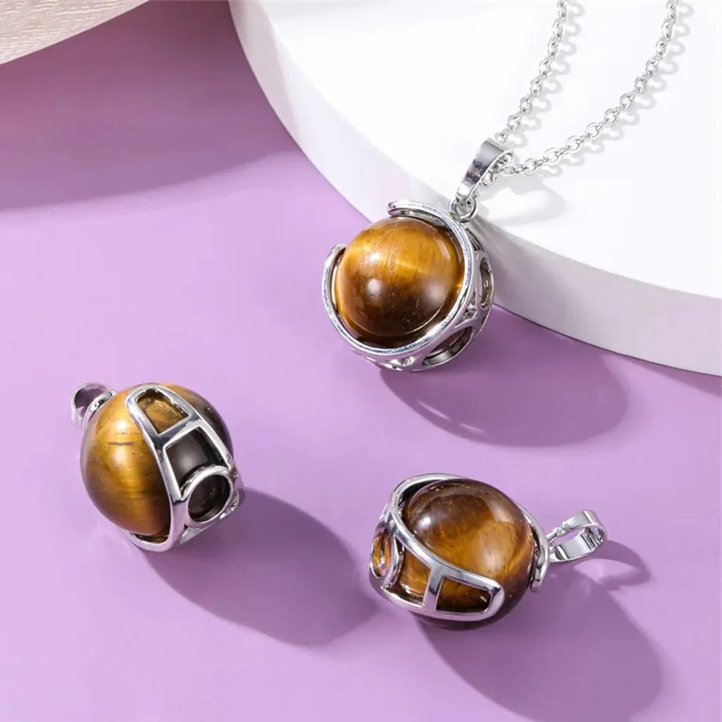 Jewelry Healing Hand Holding Gemstone Crystal Ball Pendant Necklace Gift