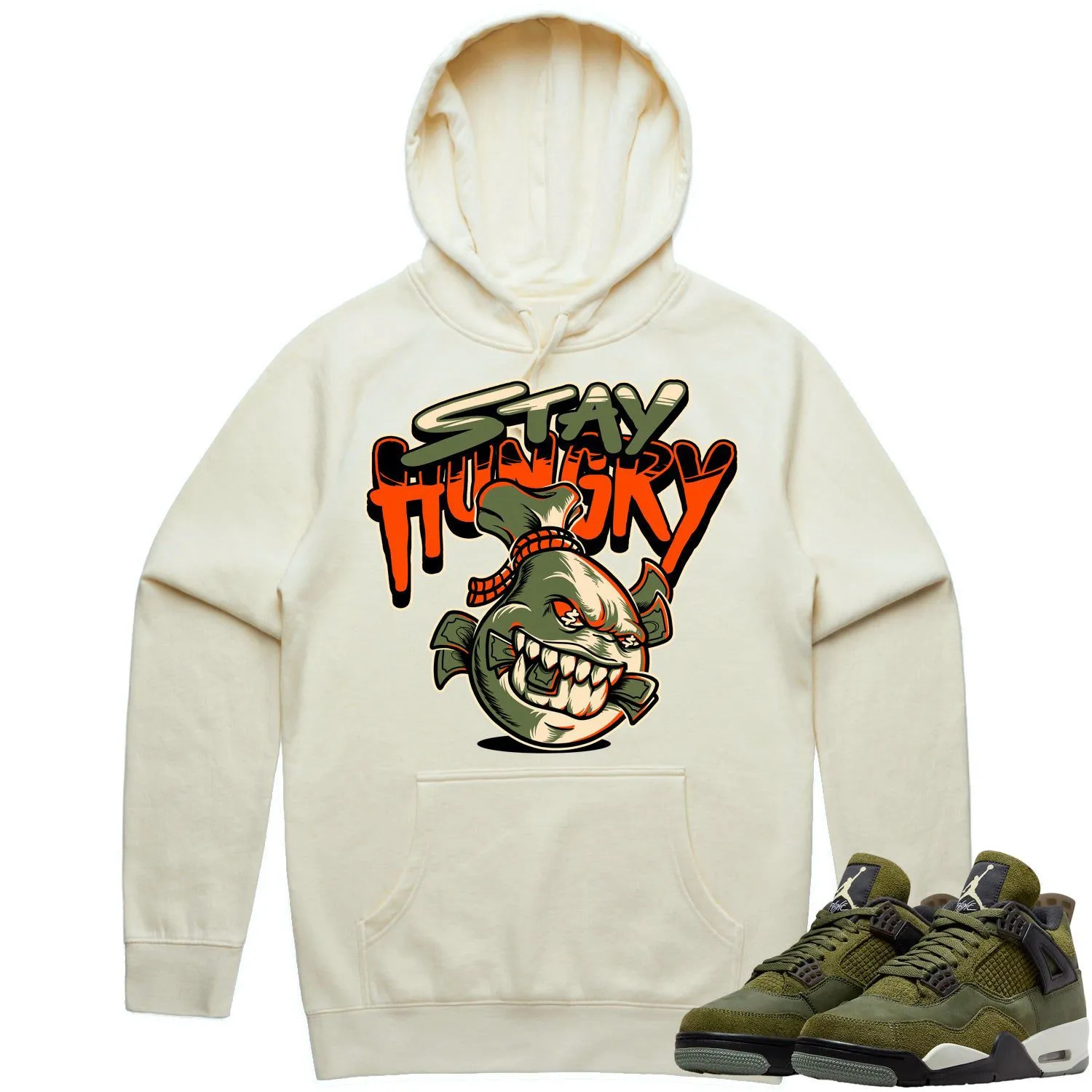 Jordan 4 Craft Olive 4s Hoodie to Match - CELADON STAY HUNGRY