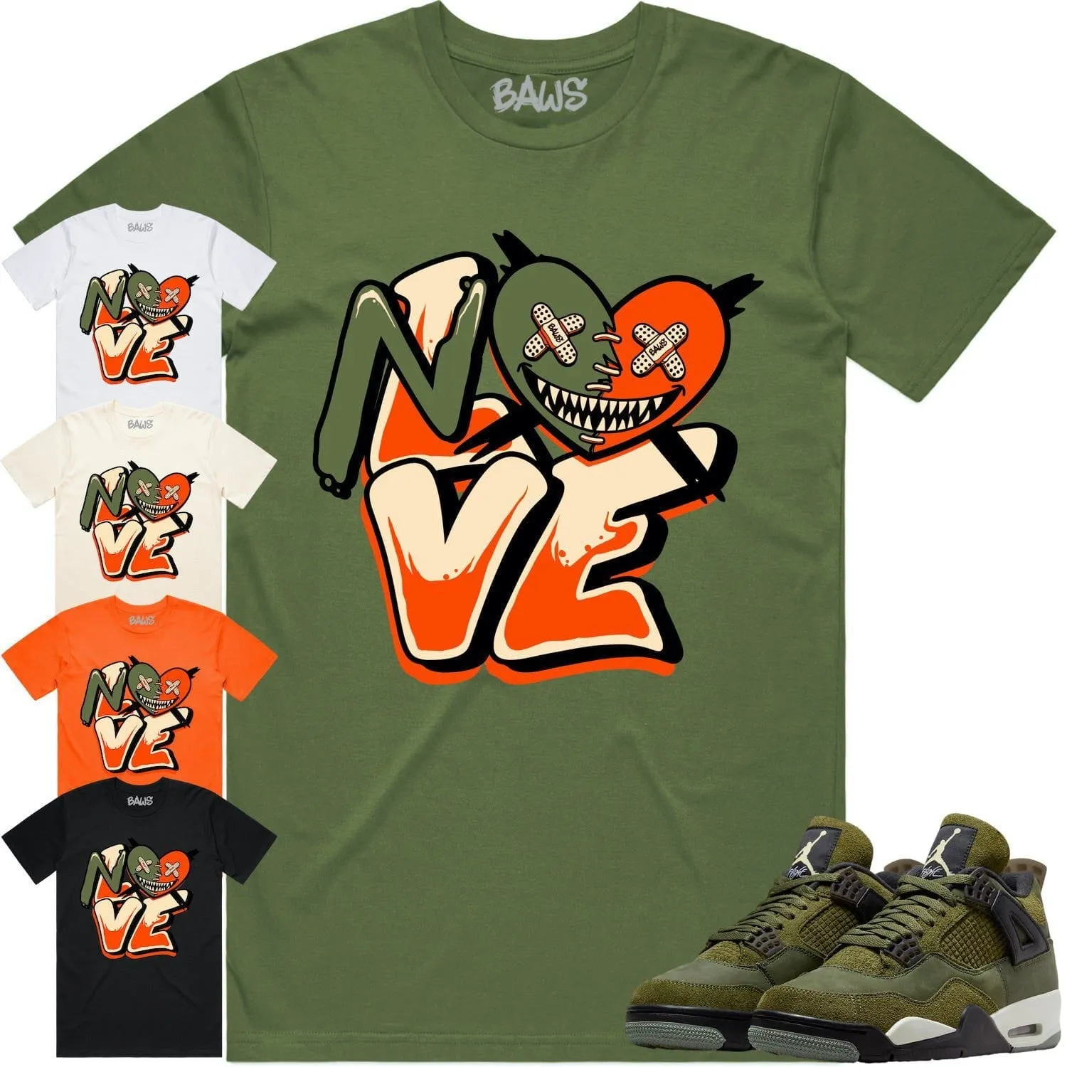 Jordan 4 Craft Olive 4s Shirt to Match - CELADON NO LOVE BAWS