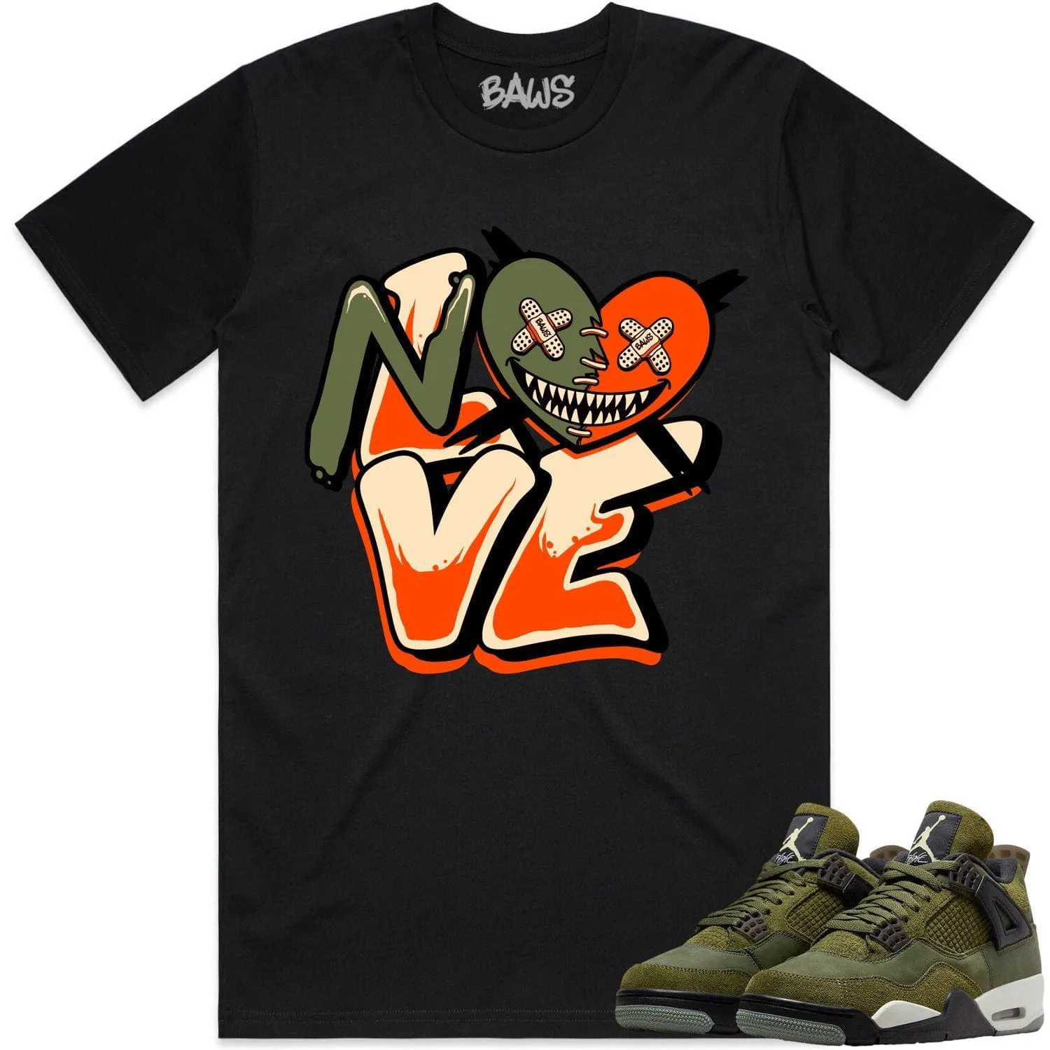 Jordan 4 Craft Olive 4s Shirt to Match - CELADON NO LOVE BAWS