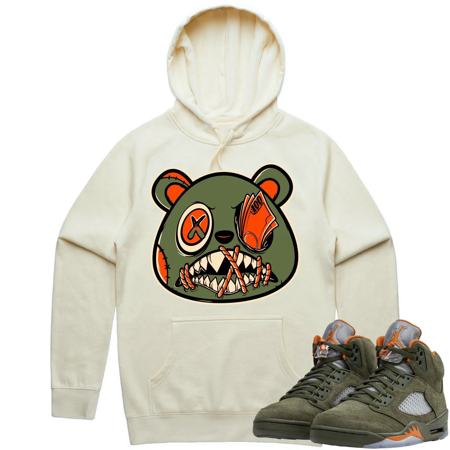 Jordan Retro 5 Olive 5s Hoodie to Match - CELADON MONEY TALKS BAWS