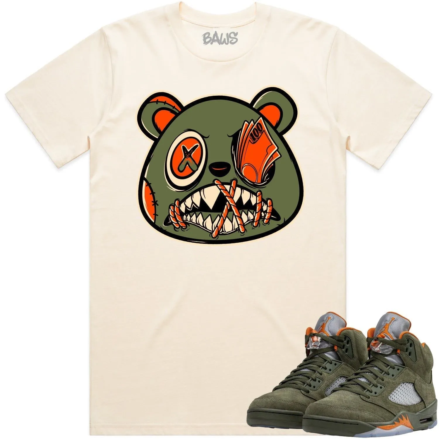 Jordan Retro 5 Olive 5s Shirt to Match - CELADON MONEY TALKS BAWS