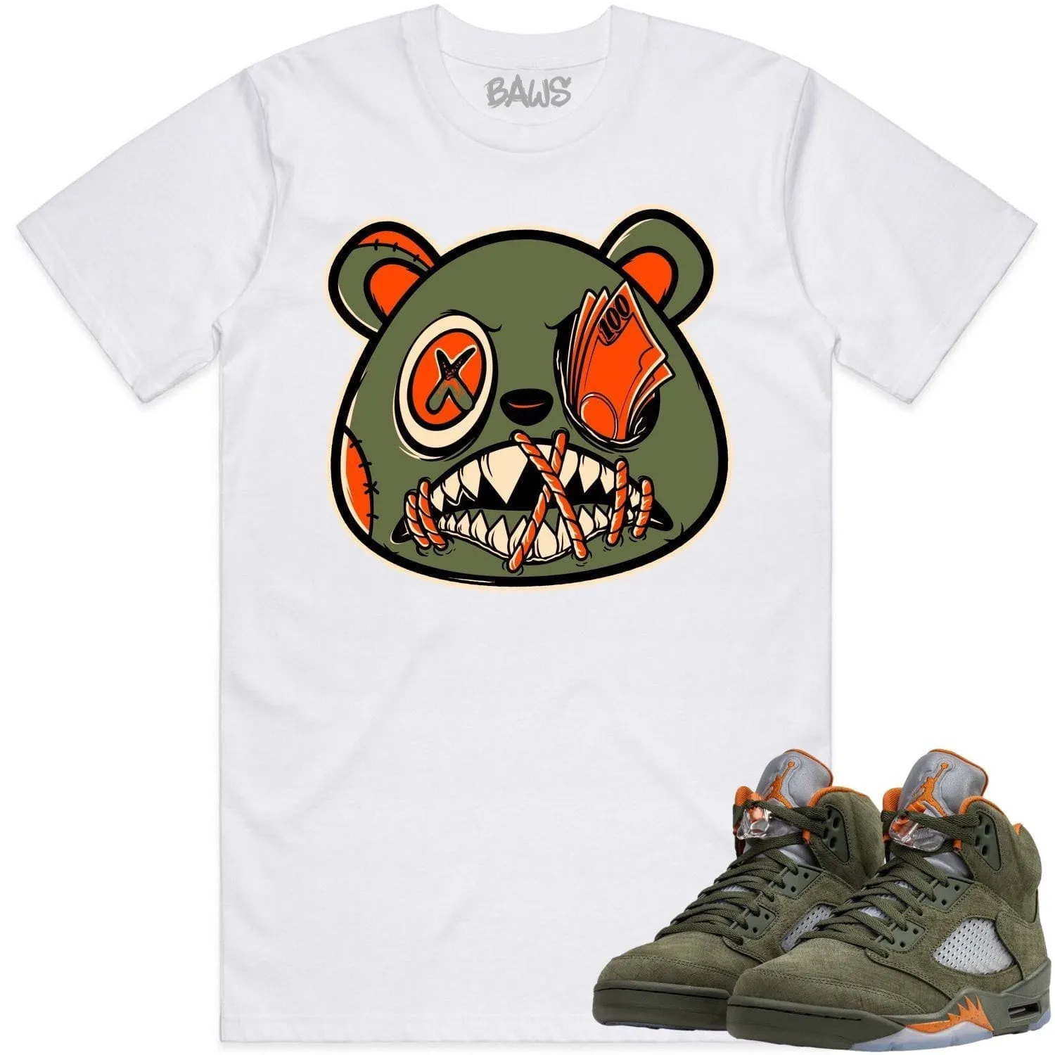 Jordan Retro 5 Olive 5s Shirt to Match - CELADON MONEY TALKS BAWS