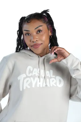 JUSTIN WONG - 'Casual Tryhard' Premium Puff Print Hoodie - Sand