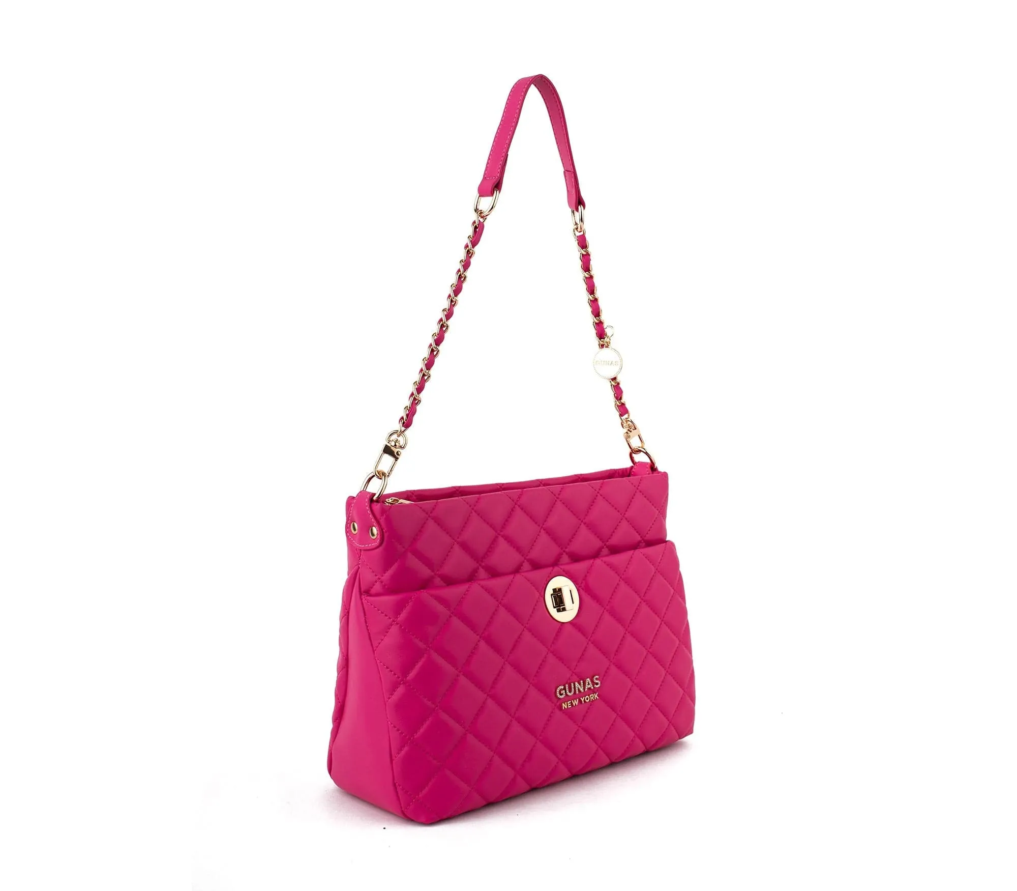 Koi Quilted Vegan Leather Shoulder Bag | Pink