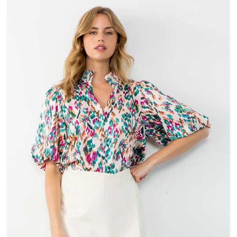 Kora Puff Sleeve Spotted THML Top-SALE