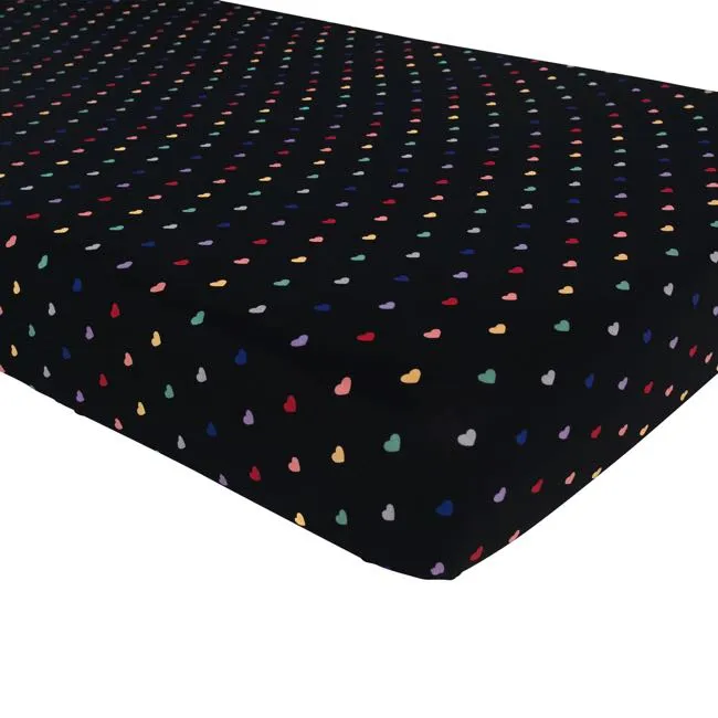 Kyte Baby Printed Crib Sheet in Midnight Rainbow Heart