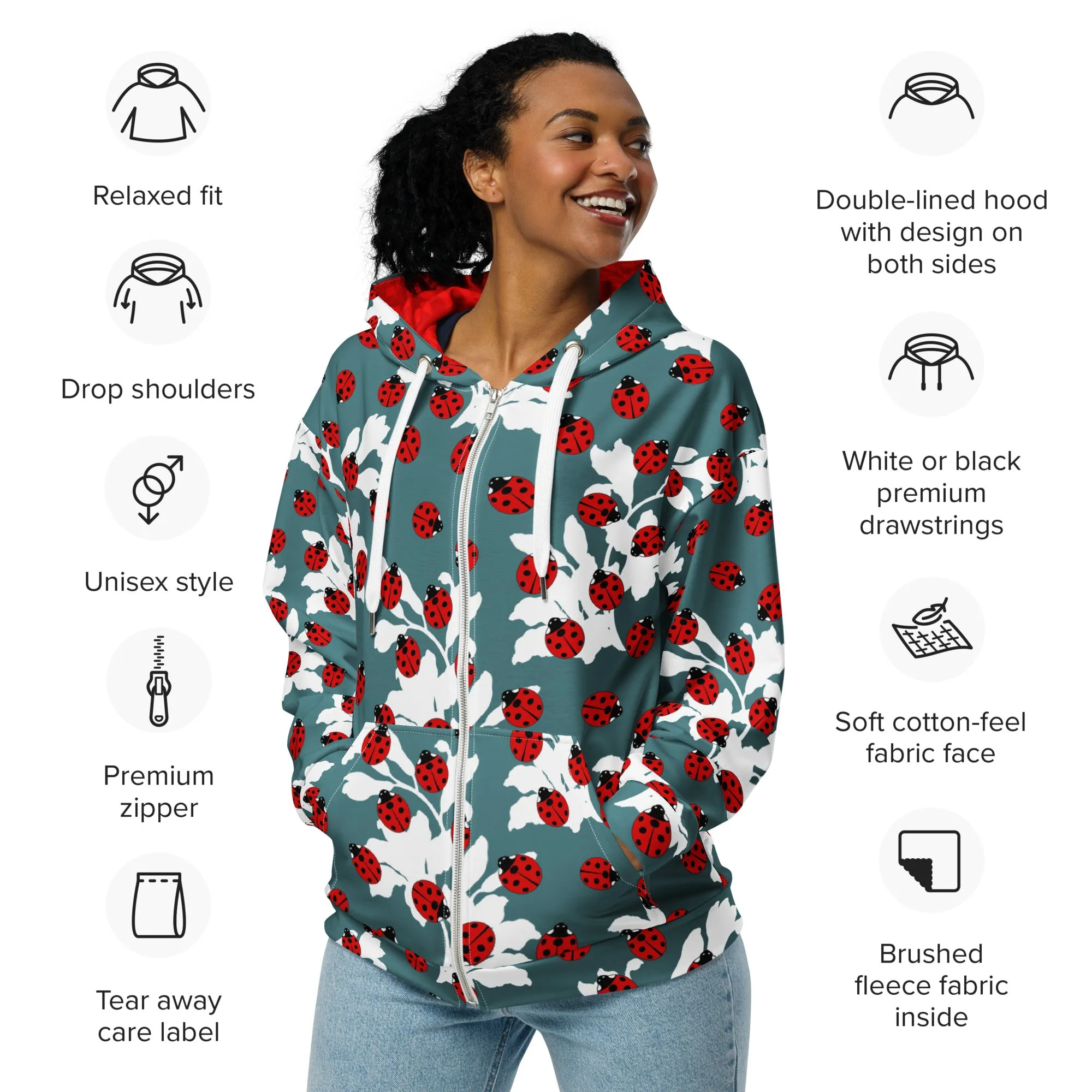 Lady Bug Unisex zip hoodie