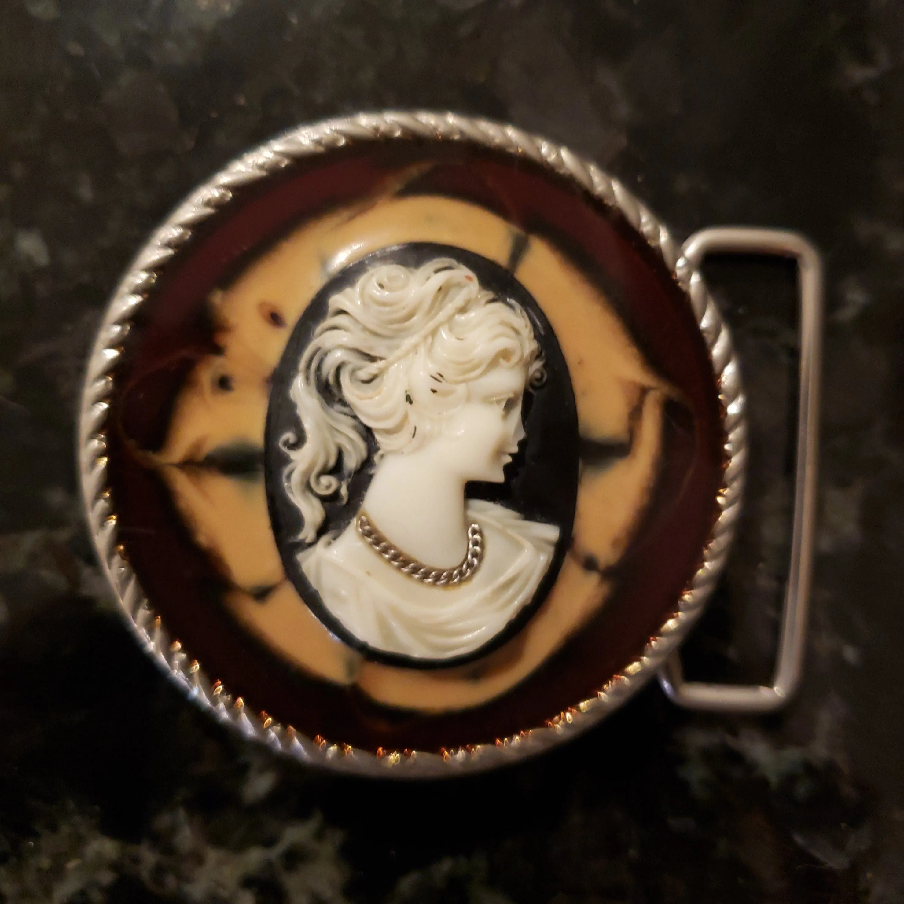 Lady in Chain Cameo Belt Buckle