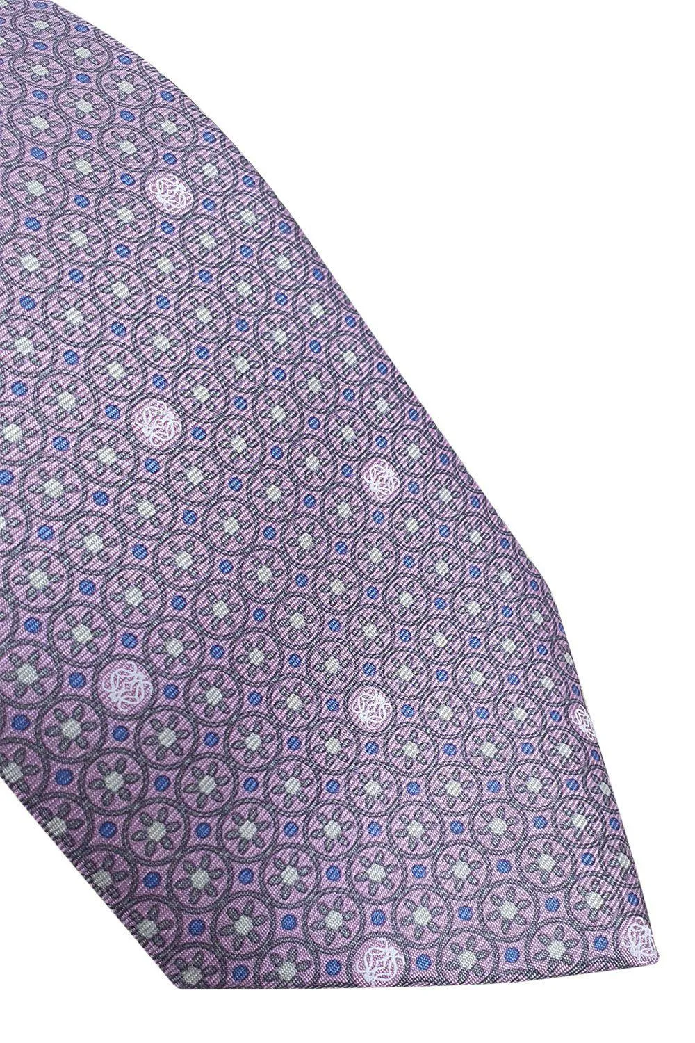 LOEWE 100% Silk Lilac Tie Geometric Circular Repeat (60 L | 3.5 W)