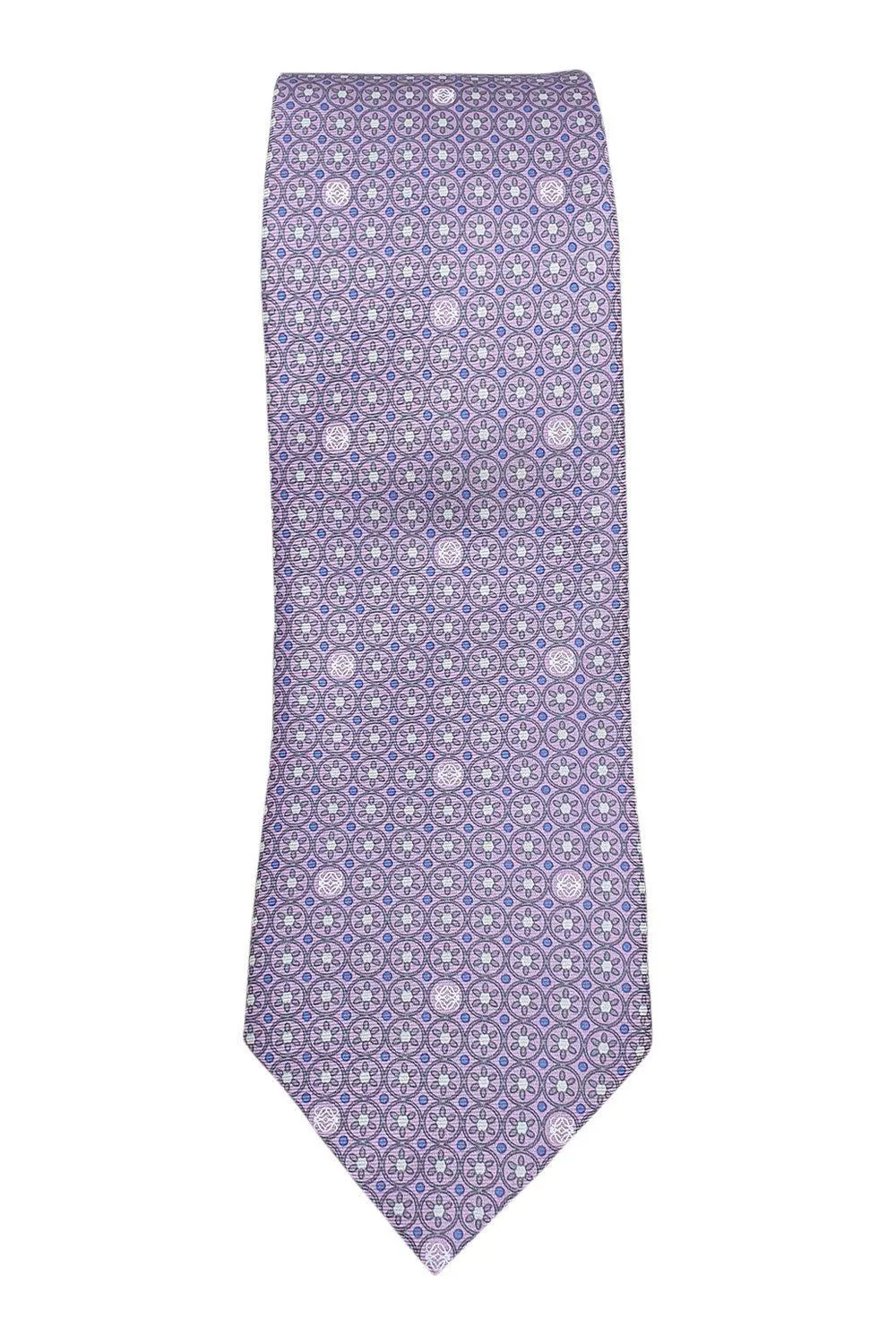 LOEWE 100% Silk Lilac Tie Geometric Circular Repeat (60 L | 3.5 W)