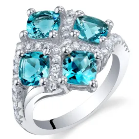 London Blue Topaz Cushion Cut Sterling Silver Ring Size 5