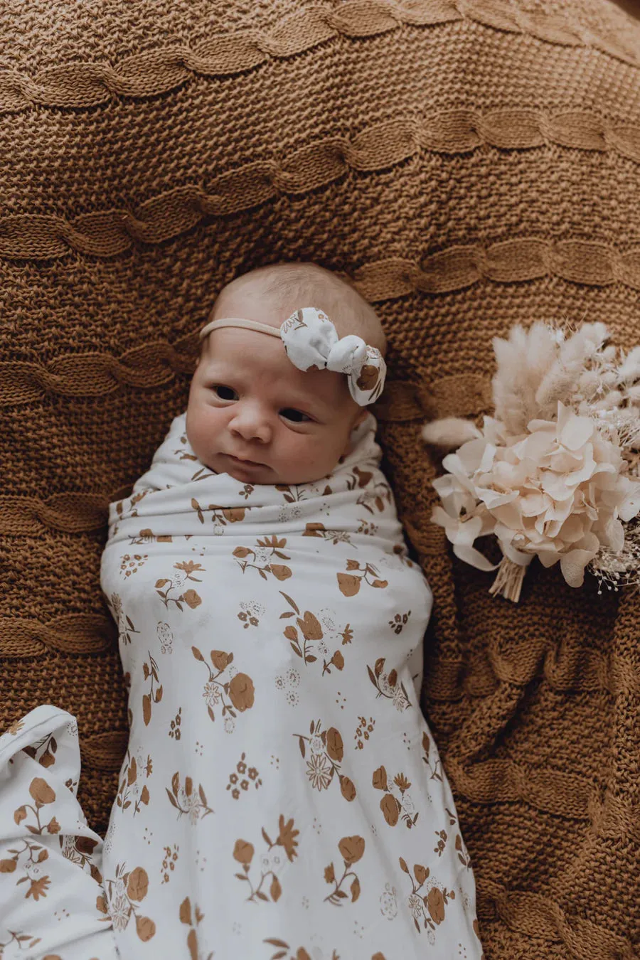 Luna Treasures Bamboo Jersey Swaddle - Desert Daisy