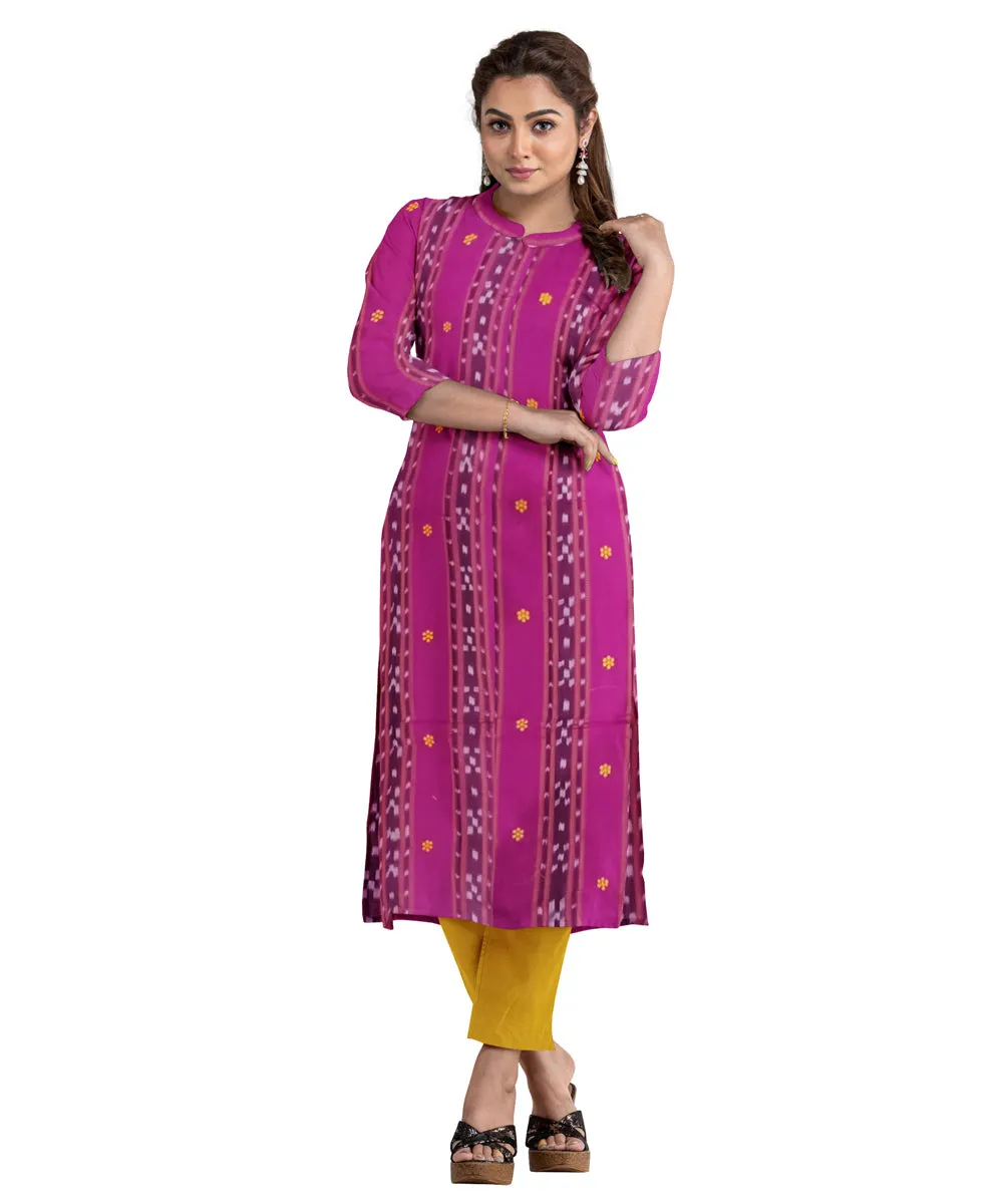 Magenta mustard handwoven cotton nuapatna dress material