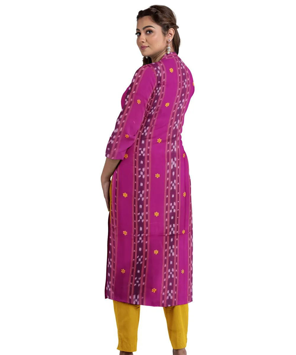 Magenta mustard handwoven cotton nuapatna dress material