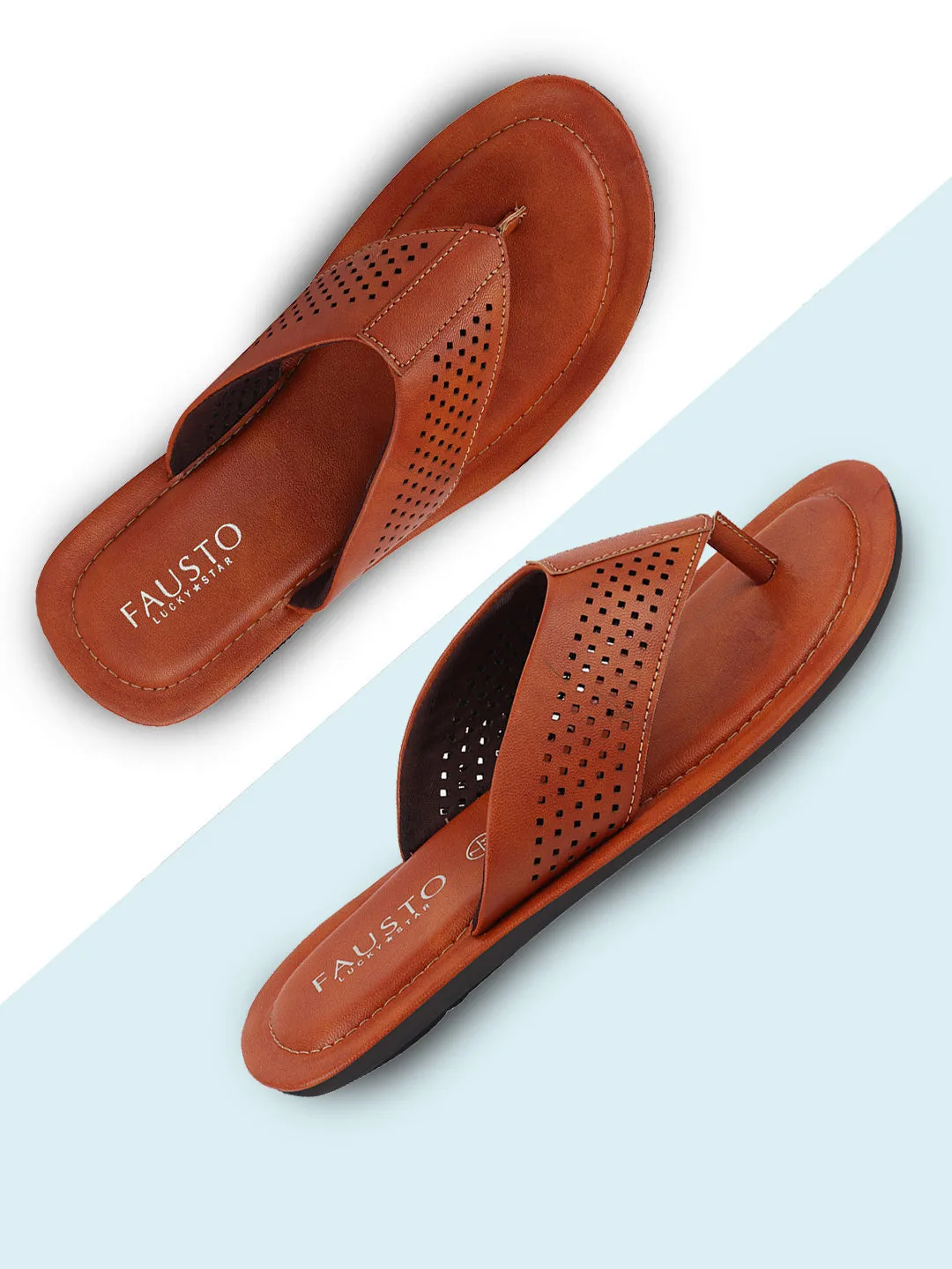 Men Tan Indoor & Outdoor Slippers