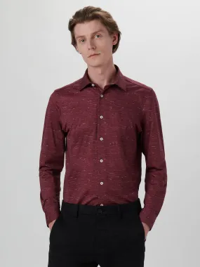 Men's Bugatchi | James Spread Collar OoohCotton Shirt | Cabernet