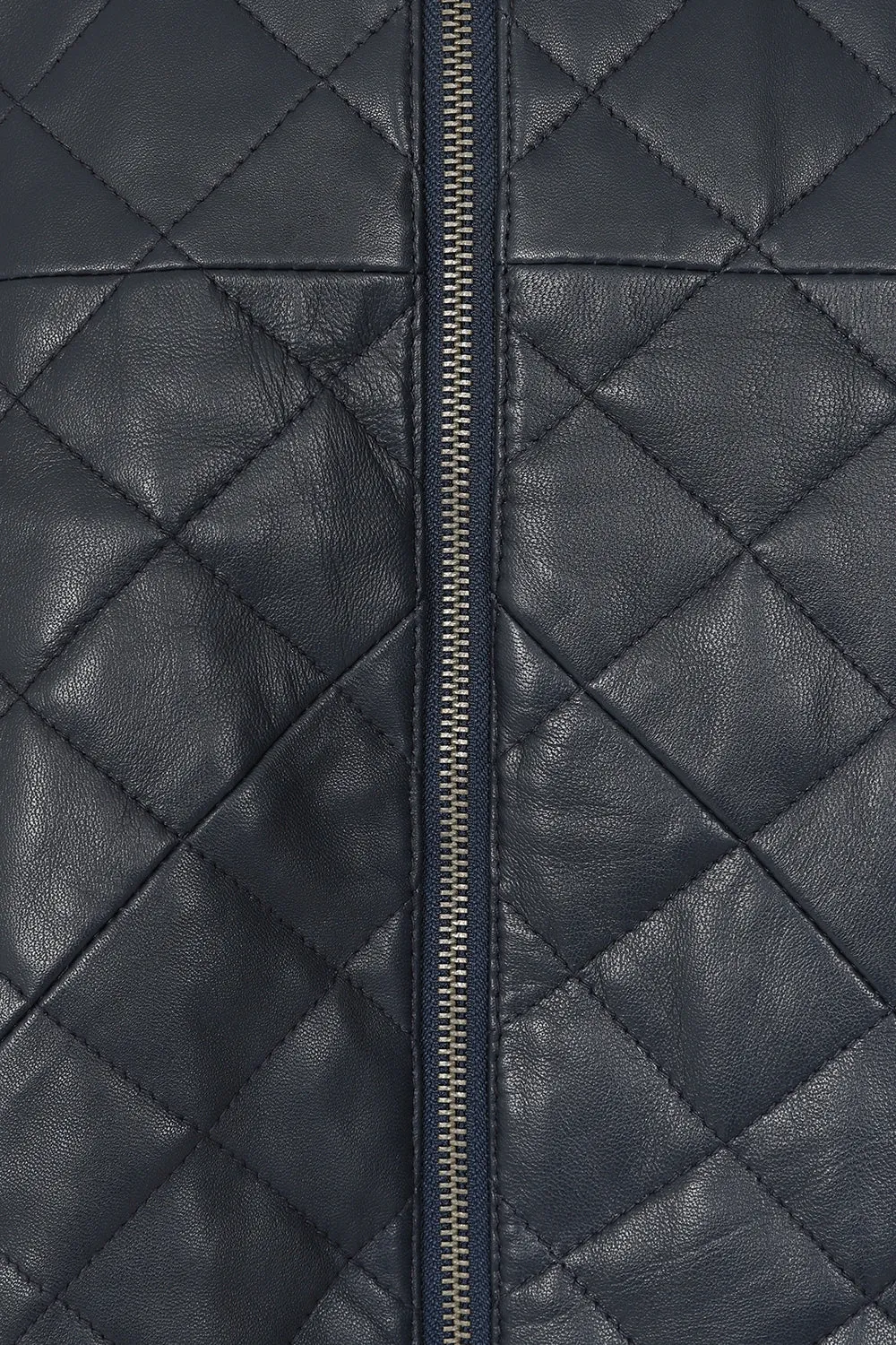 Men's Leather Navy Blue Quilted Jacket - A Fusion of Style & Comfort - 'KEN'