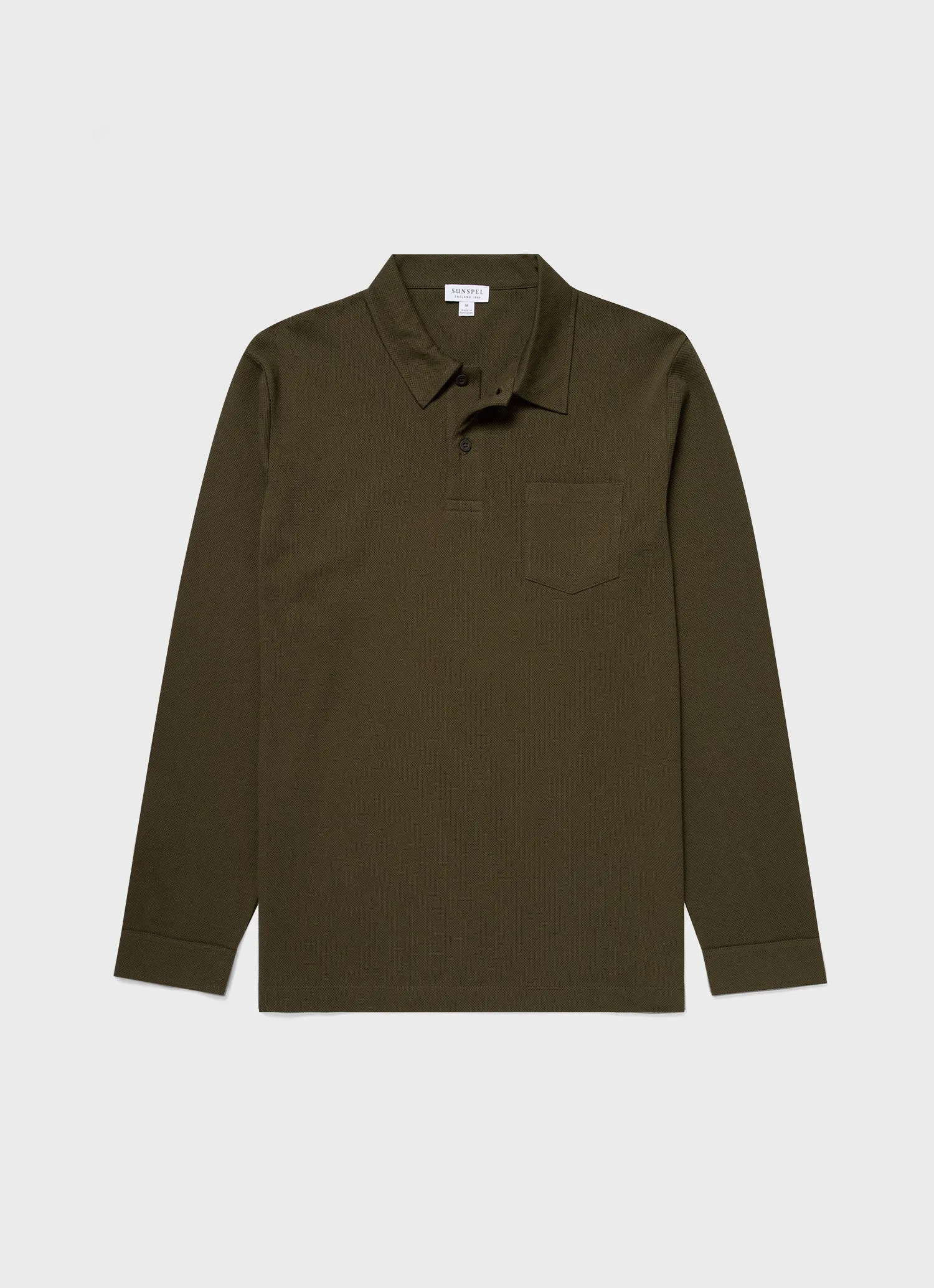 Men's Long Sleeve Riviera Polo Shirt in Dark Olive