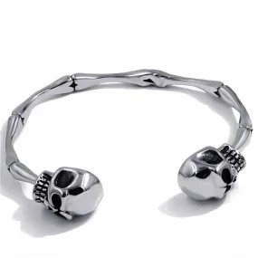 Men's Stainless Steel Silver-Tone Skull Cuff Bracelet