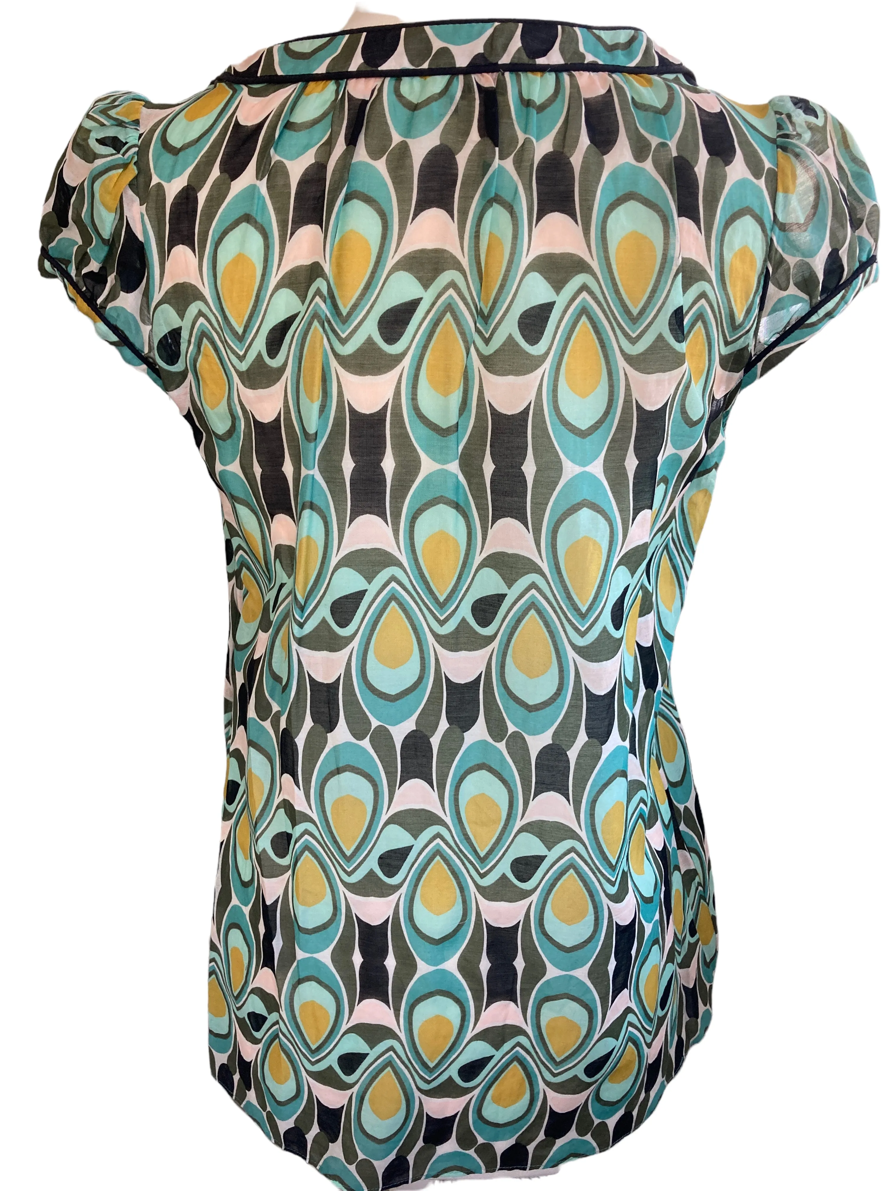 Milly Green Print Cap Sleeve Top, 8