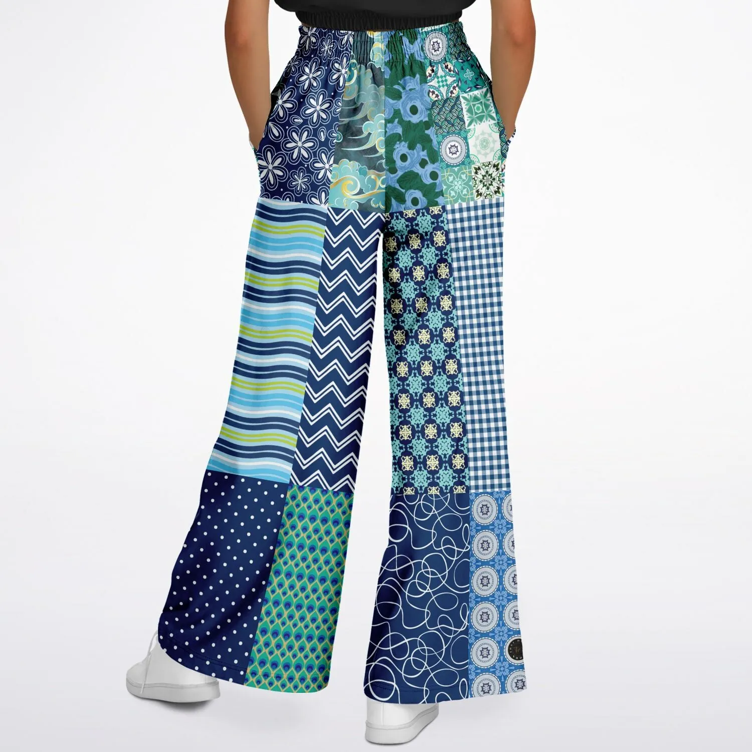 Mykonos Floral Patchwork Eco-Poly Stretchy Phat Bellbottoms