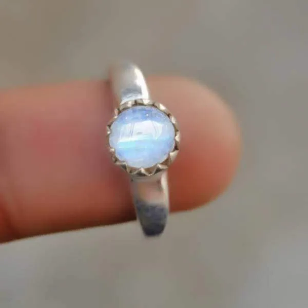 Natural Blue Rainbow Moonstone Gemstone 925 Sterling silver Ring, 22K Yellow Gold Filled, 22K Rose Gold Filled Ring, Nickel Free