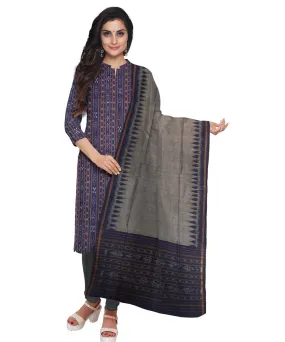 Navy blue black handwoven cotton nuapatna dress material