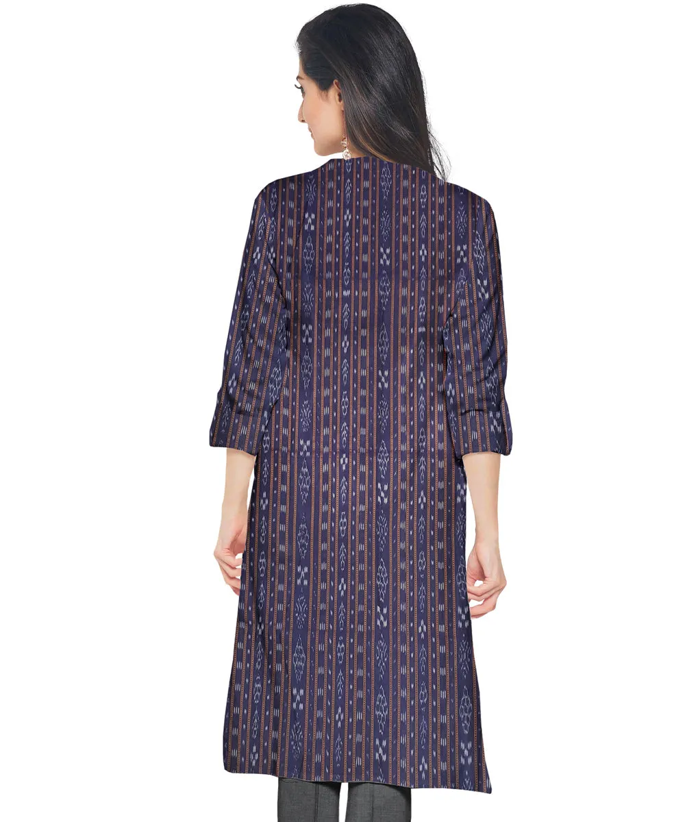 Navy blue black handwoven cotton nuapatna dress material