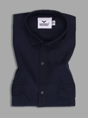 Navy Blue Super Soft Double Pocket Premium Cotton Shirt