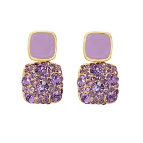 Noble Purple Amethyst Square Stud Earrings