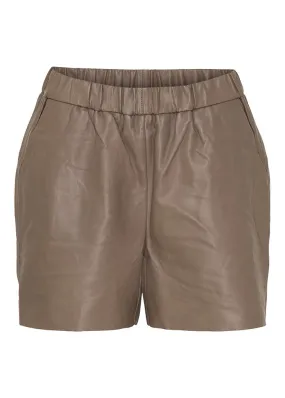 Notyz Leather Shorts 11193 Skindshorts - Taupe