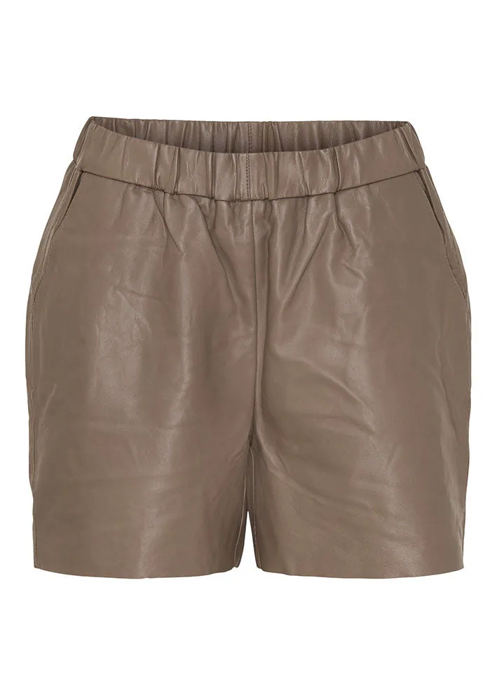 Notyz Leather Shorts 11193 Skindshorts - Taupe