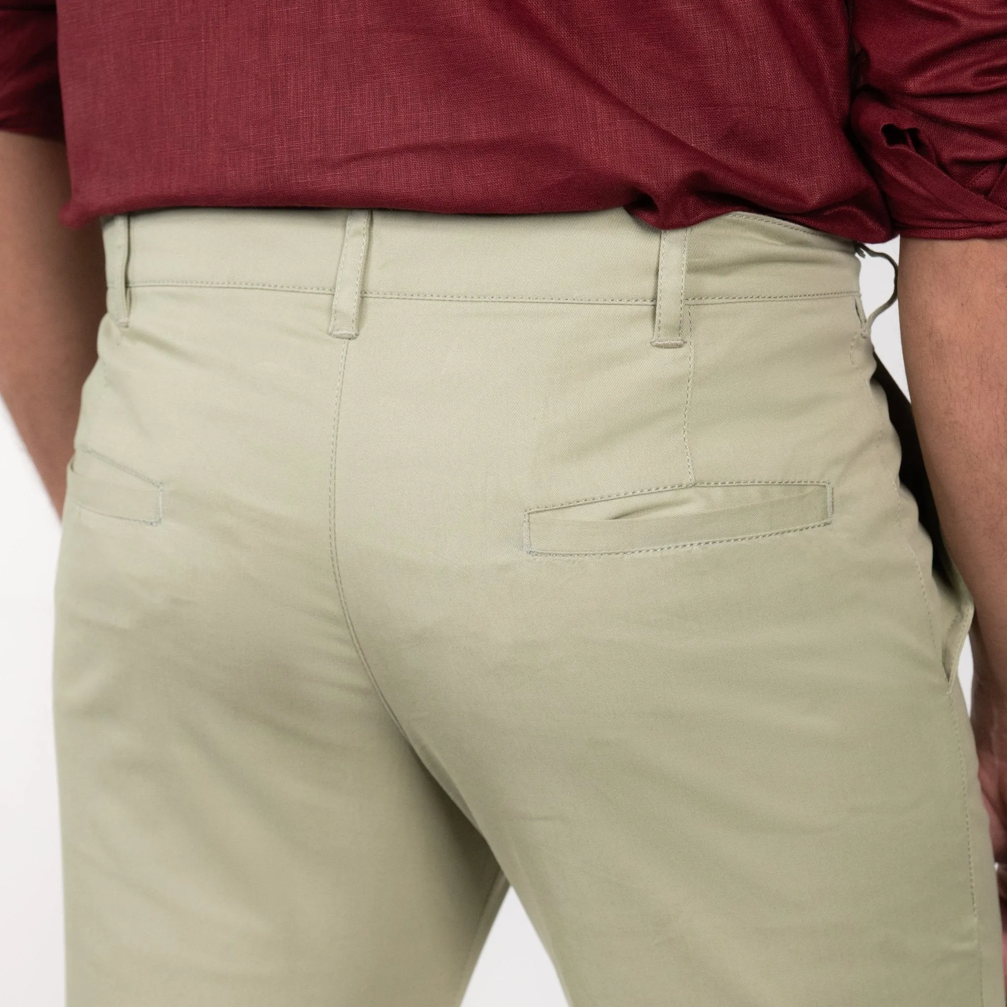 Olive Green Color Cotton Trouser Pants for Men