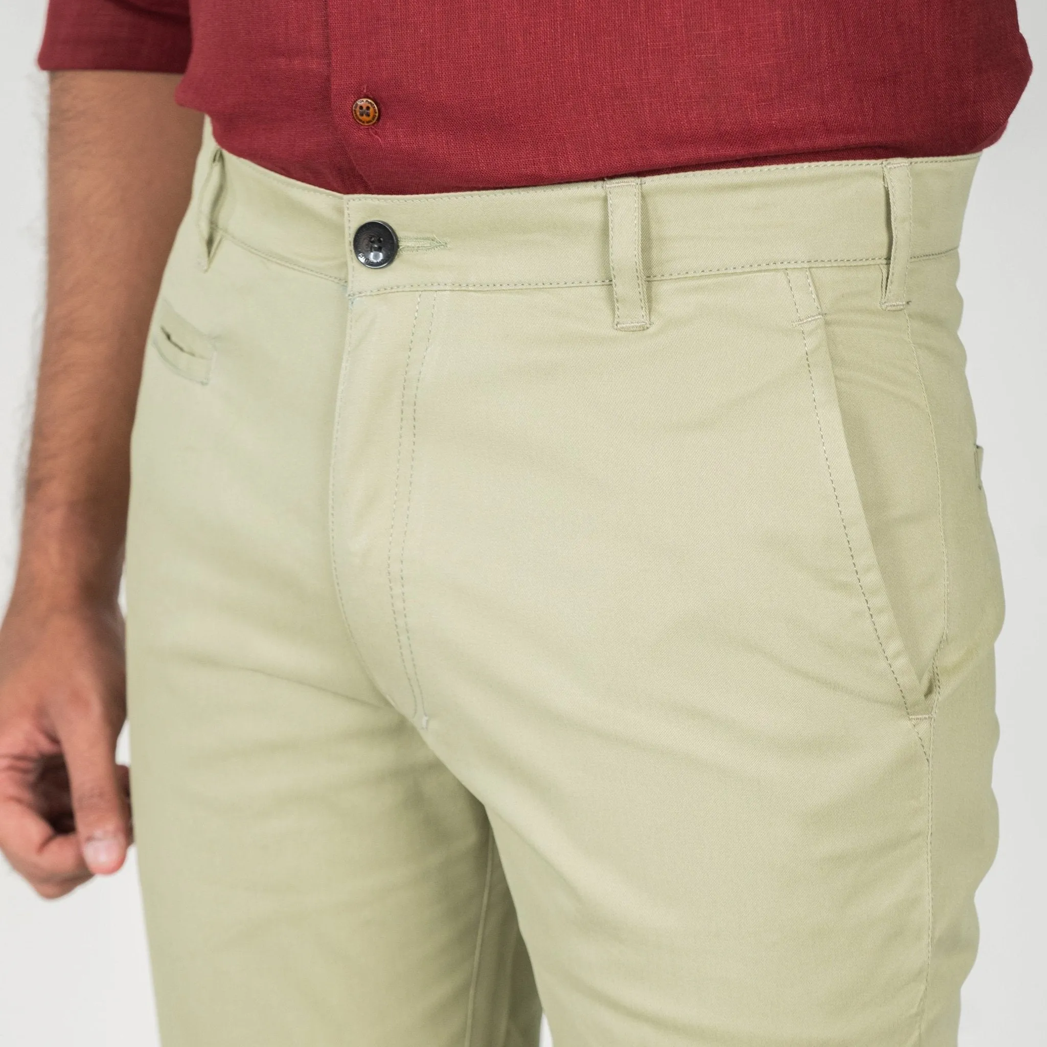 Olive Green Color Cotton Trouser Pants for Men