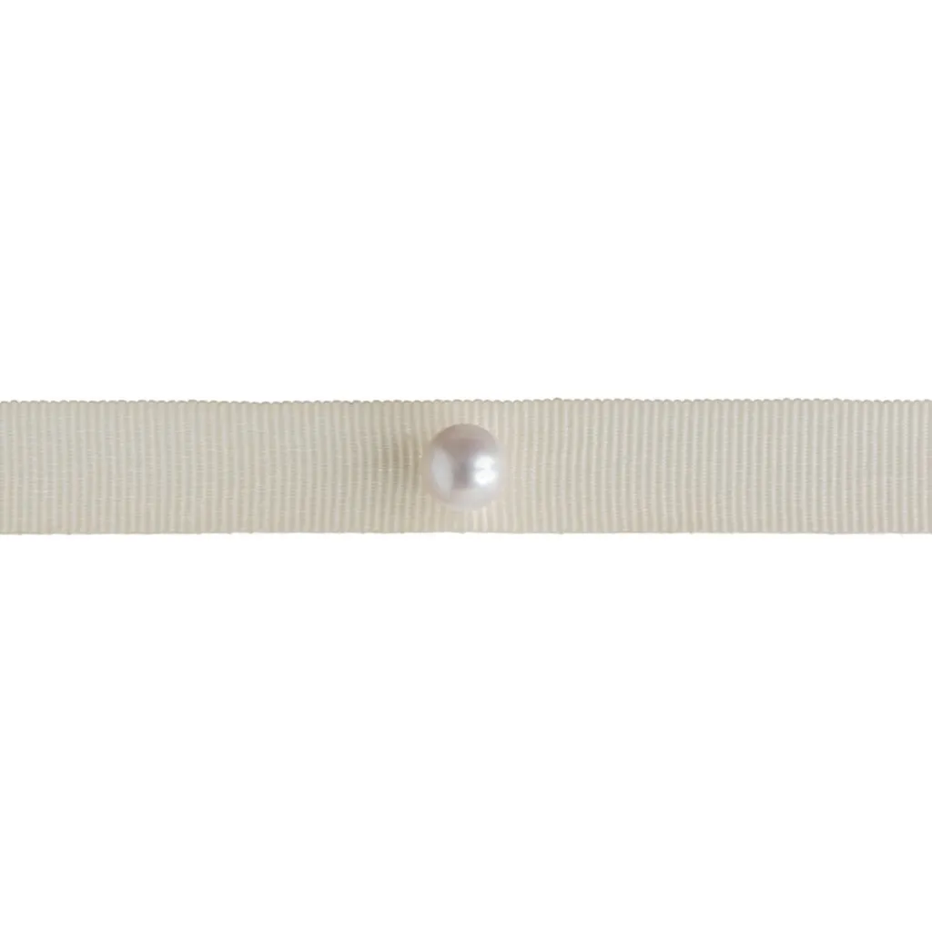 Omnia Solitaire Choker - White Pearl - Marengue White Ribbon