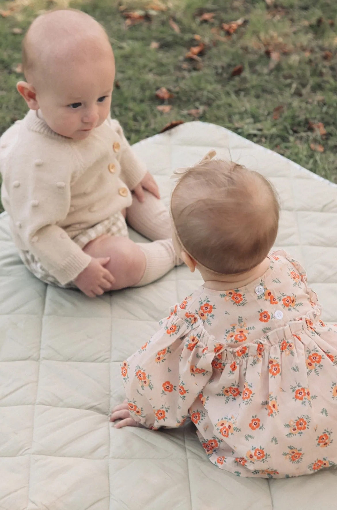 Orange/Green Floral Top & Bloomer Set