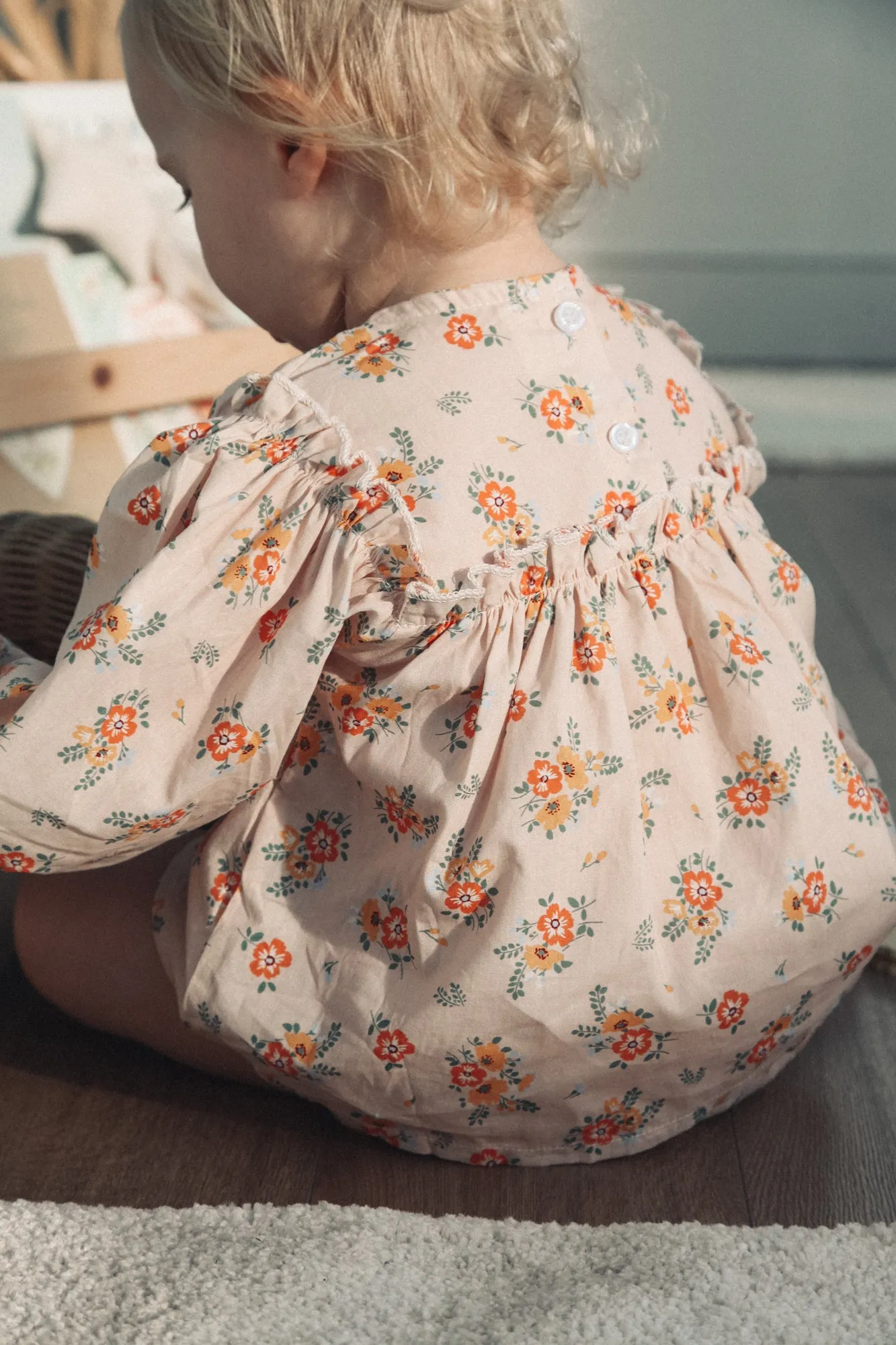 Orange/Green Floral Top & Bloomer Set