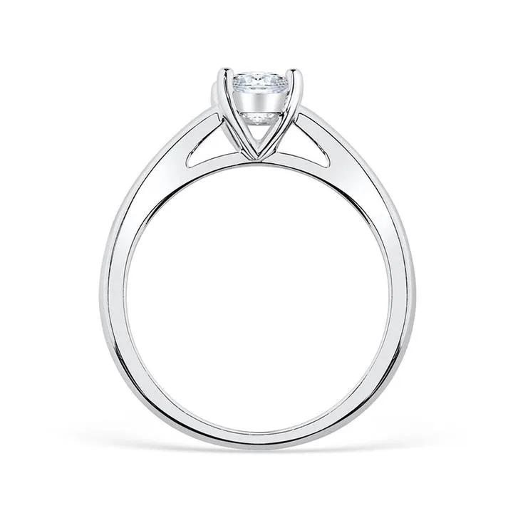 Oval Cut Solitaire Ring In Sterling Silver