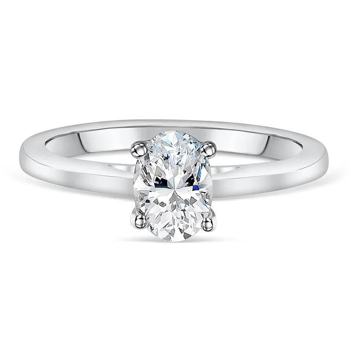 Oval Cut Solitaire Ring In Sterling Silver