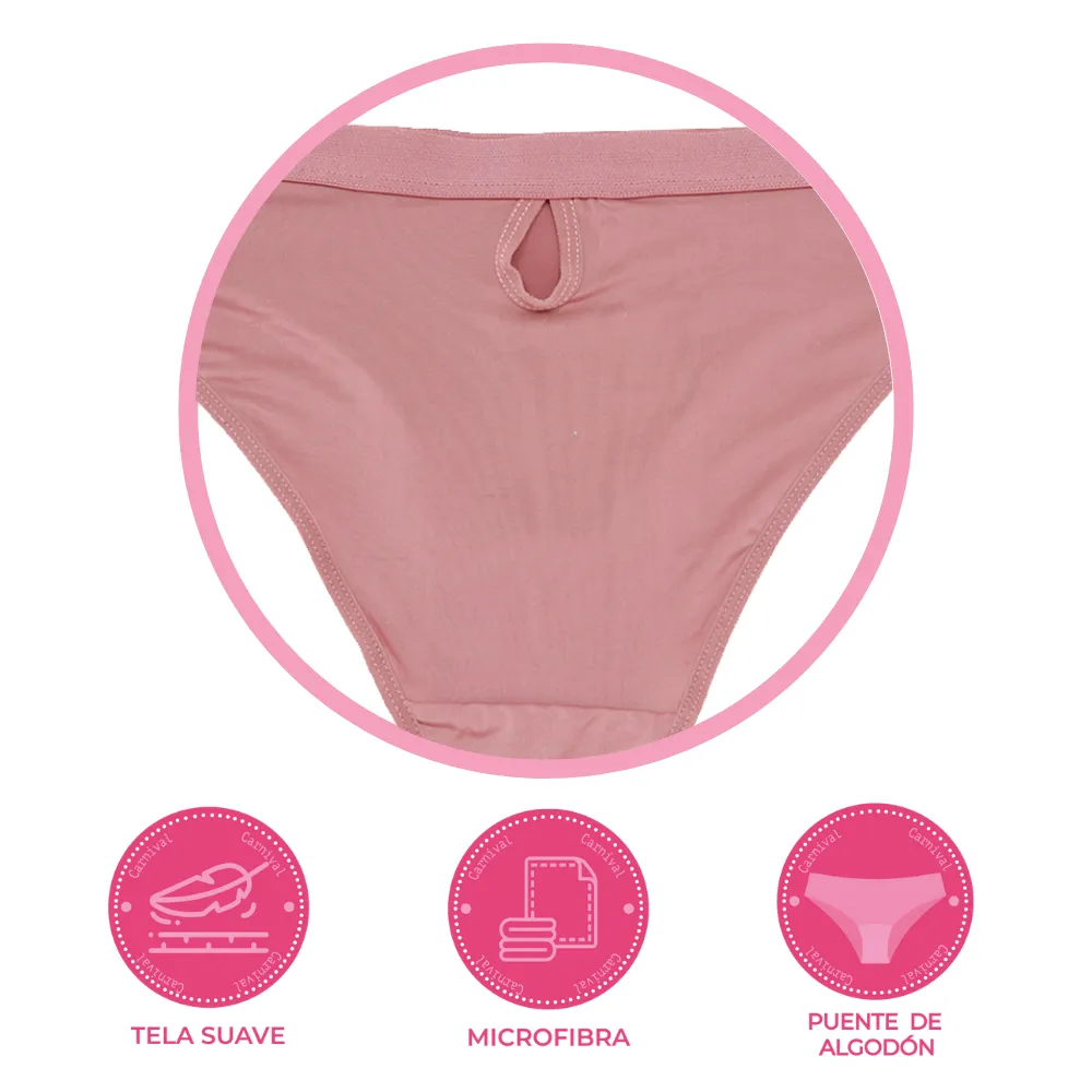 Panty coordinable de corte hipster con puente de algodón rosa 74179 Lady Carnival