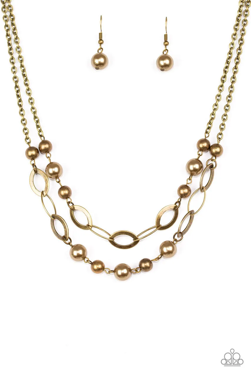 Paparazzi Glimmer Takes All Brass Necklace Set