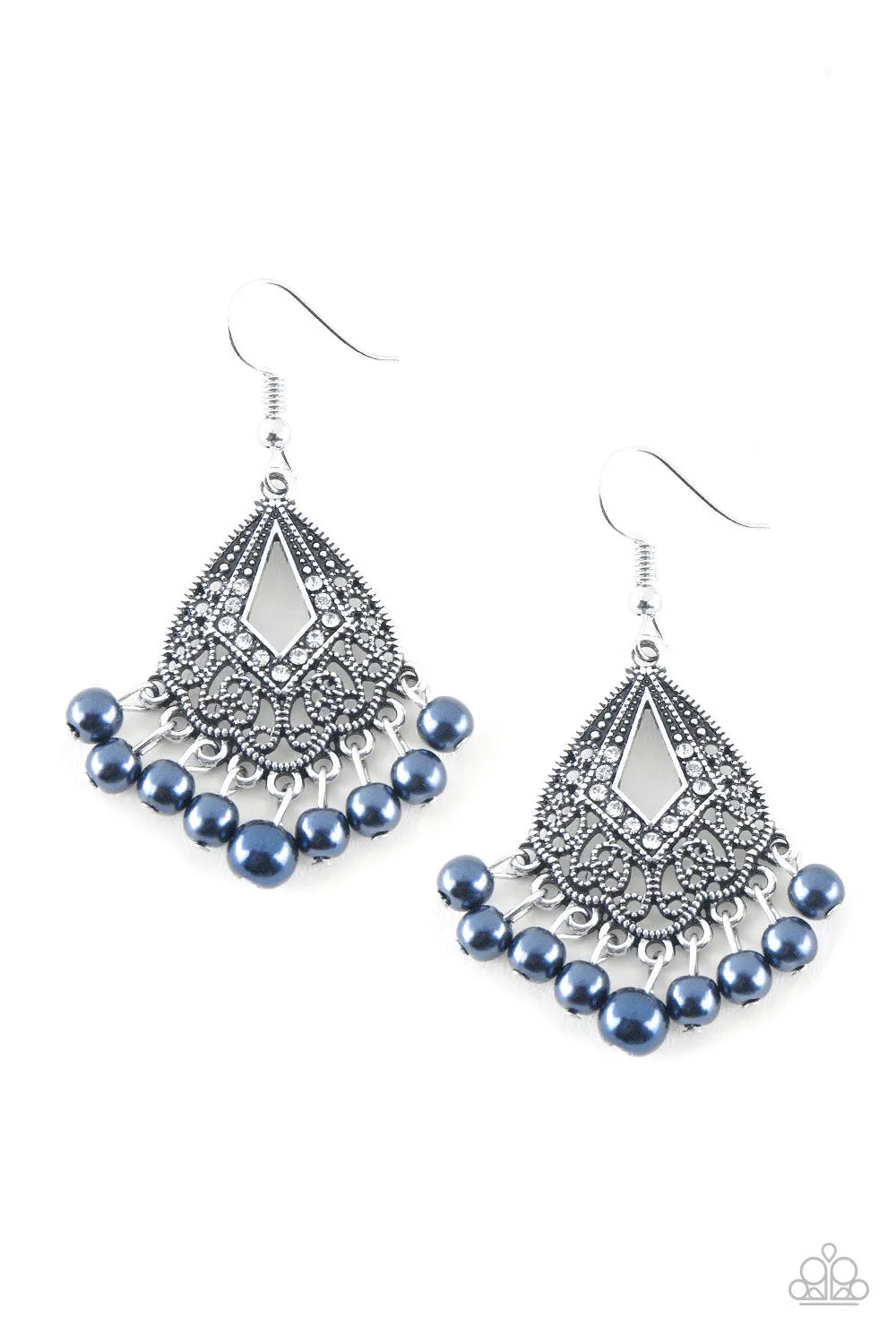 Paparazzi Gracefully Gatsby - Blue Pearl Earrings