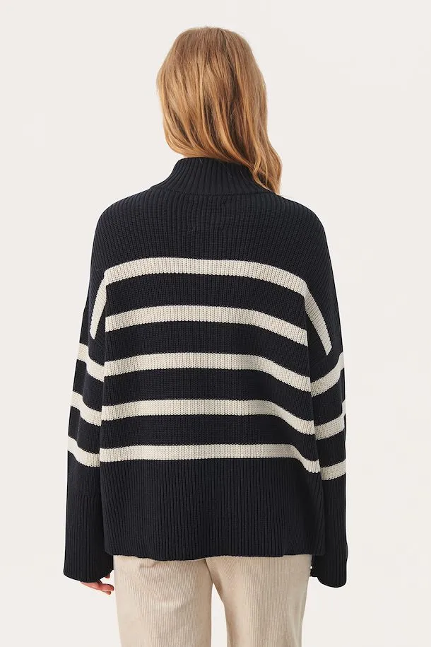 Part Two Rajana Knit Dark Navy Stripe